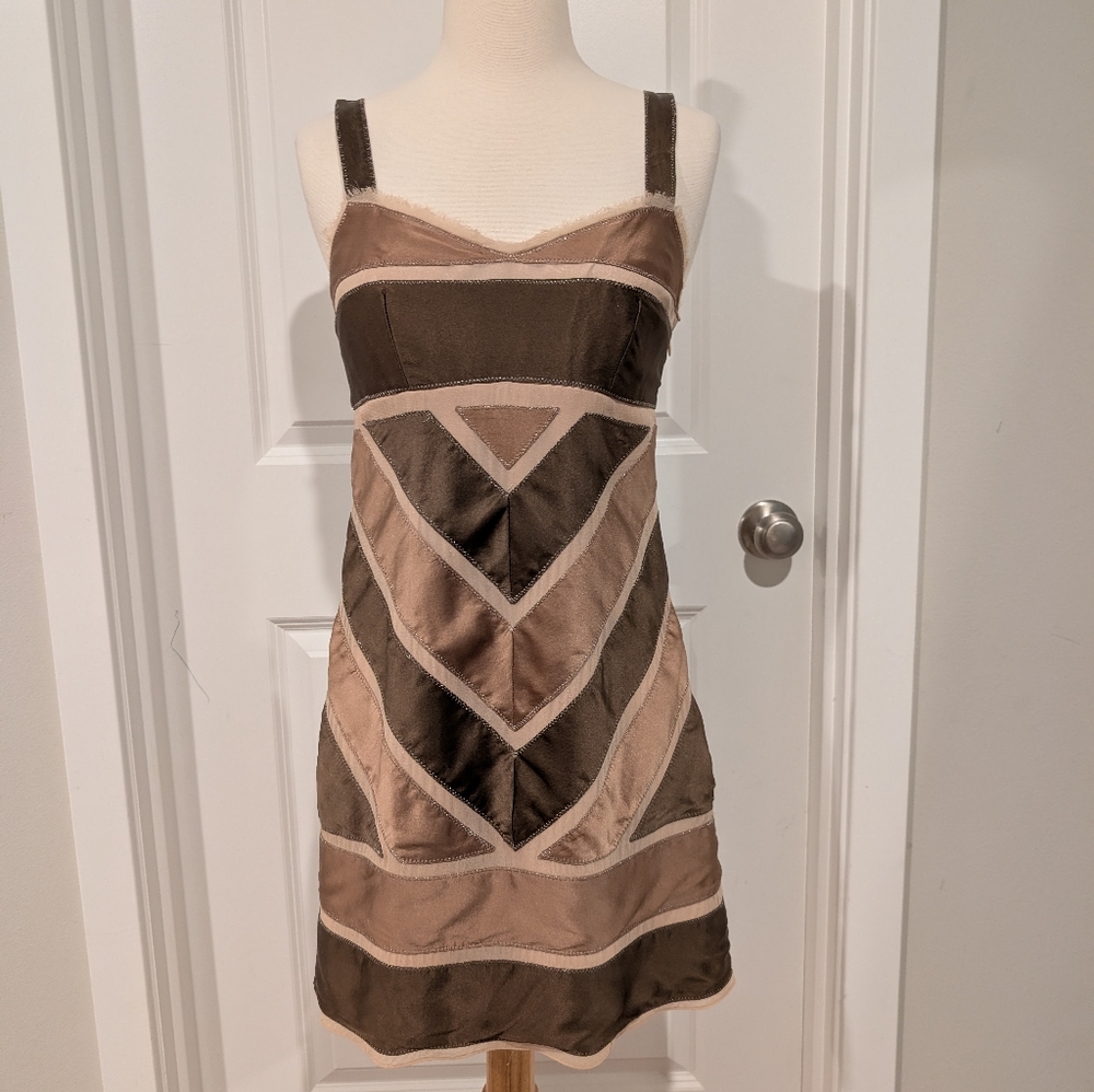 Bcbgmaxazria Silk Chevron Patchwork Cocktail Mini… - image 2